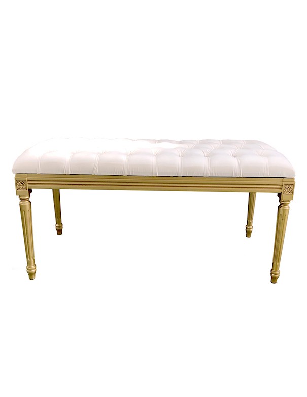PANCA LUIGI XVI ORO CON CUSCINO IN VELLUTO BIANCO