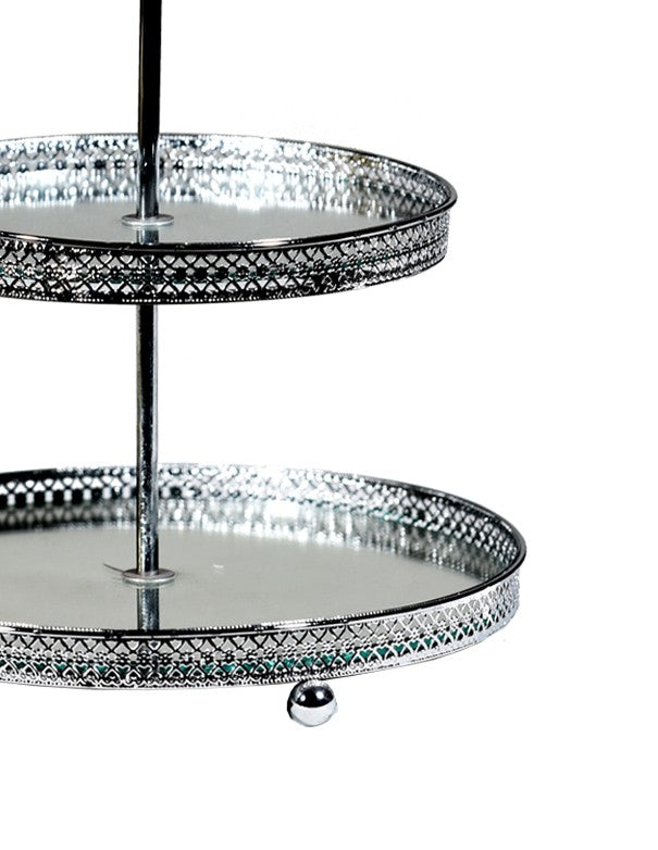 ALZATINA 2 LIVELLI CON PIANI SPECCHIO ARGENTO