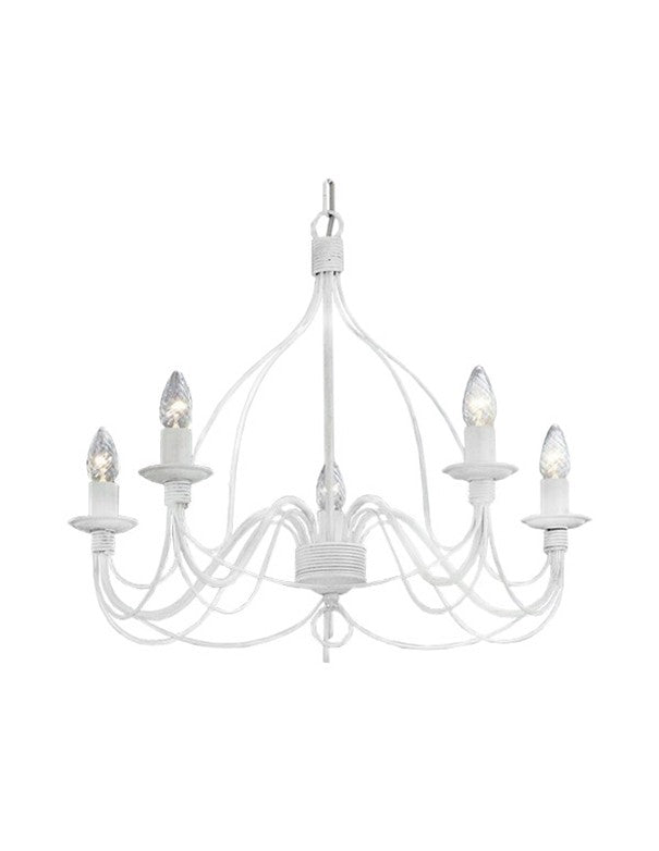 LAMPADARIO FERRO BATTUTO 5 LUCI BIANCO