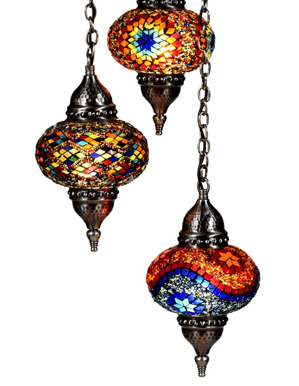 LAMPADARIO TURCO A 5 LUCI MOSAICO