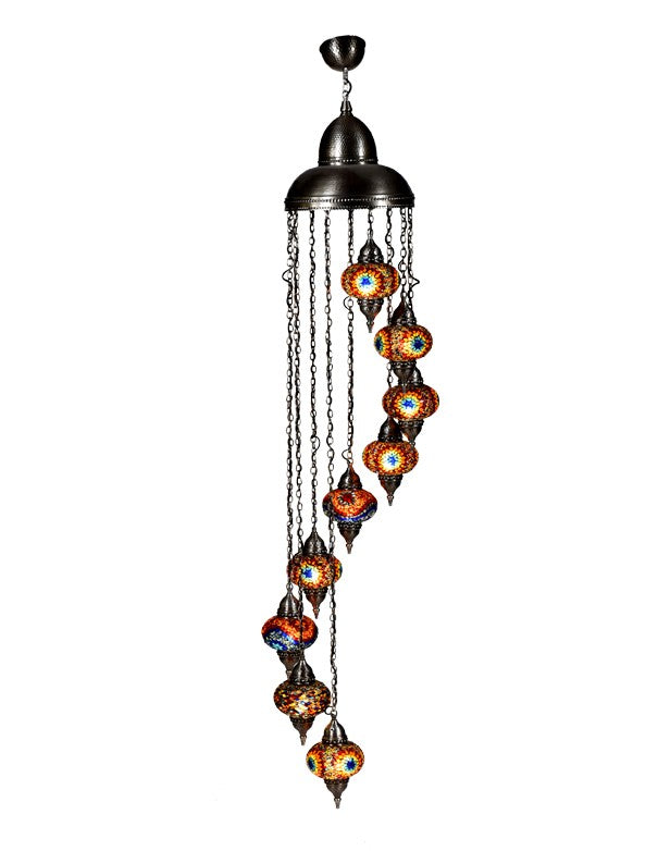 LAMPADARIO TURCO A 9 LUCI MOSAICO