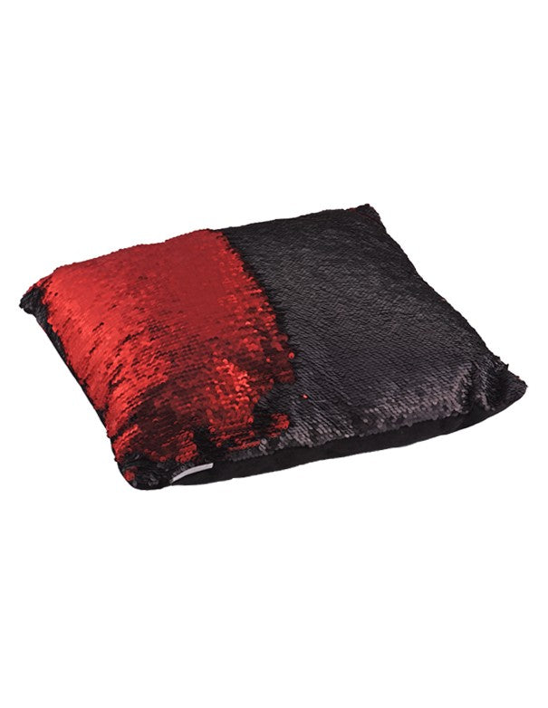 CUSCINO PAILLETTES BICOLOR NERO E ROSSO