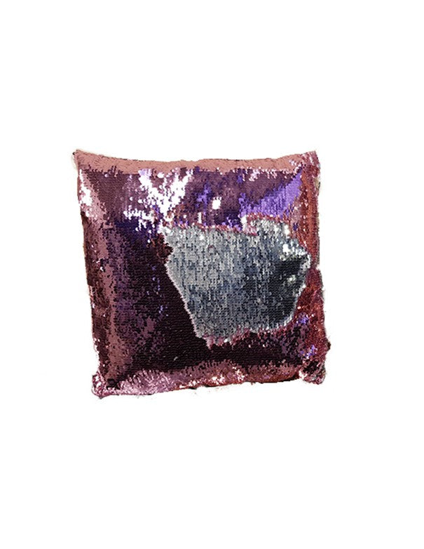 CUSCINO PAILLETTES BICOLOR ARGENTO E ROSA