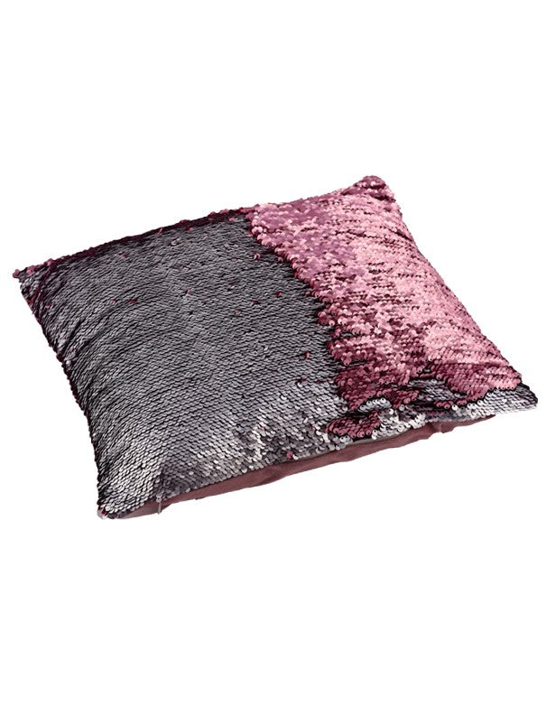 CUSCINO PAILLETTES BICOLOR ARGENTO E ROSA
