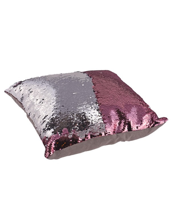 CUSCINO PAILLETTES BICOLOR ARGENTO E ROSA
