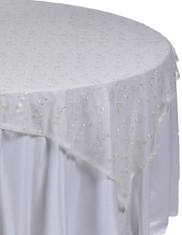 TOVAGLIA IMPERIALE ORGANZA FIORI BEIGE MERLETTATO