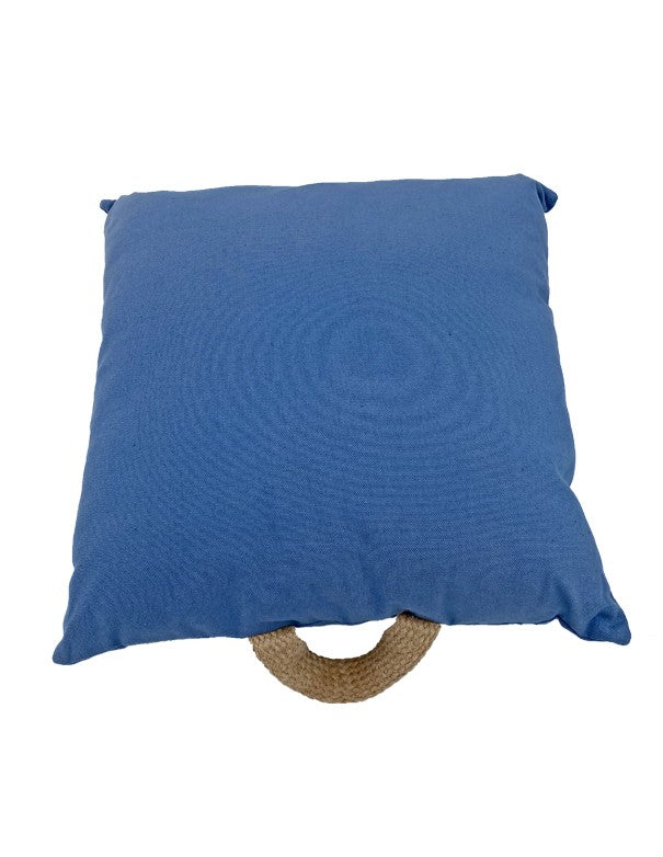 CUSCINO COTONE BLU CON MANICO CORDA INTRECCIATO