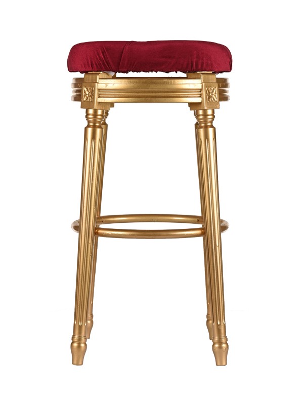 SGABELLO LUIGI XVI ORO SEDUTA VELLUTO BORDEAUX