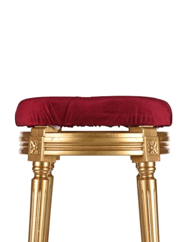 CUSCINO IN VELLUTO BORDEAUX PER SGABELLO ORO LUIGI XVI