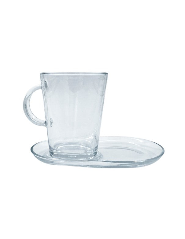 TAZZA CON PIATTINO CRISTAL THE' E BISCOTTI