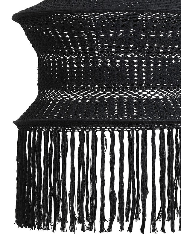 LAMPADARIO CORDA NERO CON FRANGE