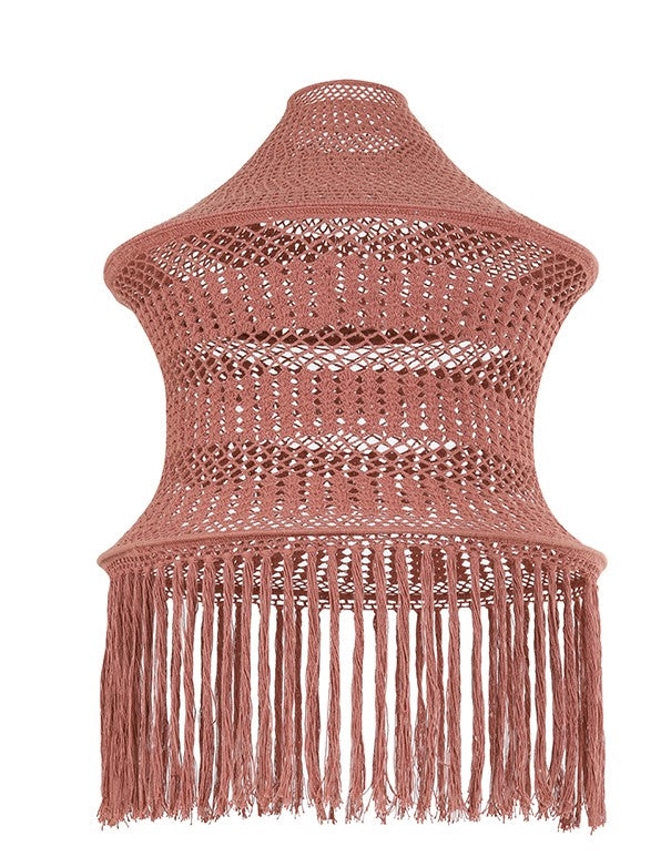 LAMPADARIO CORDA ROSA CON FRANGE