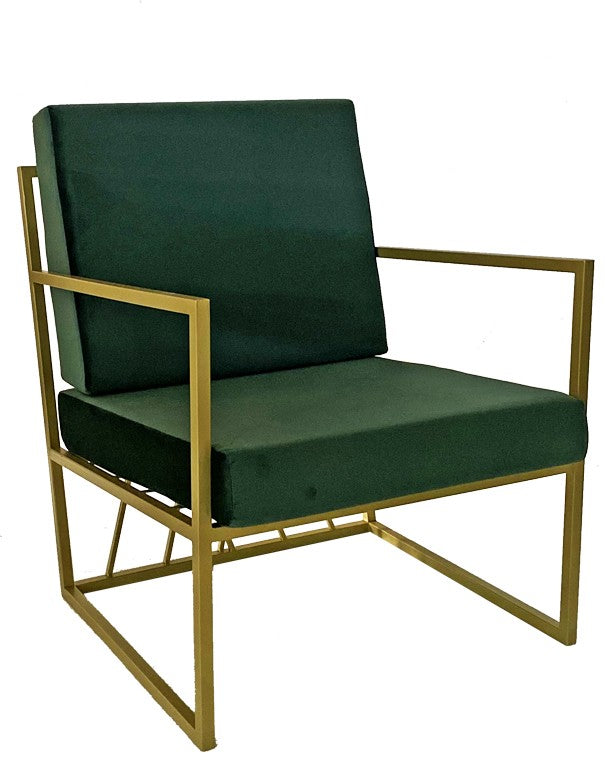 POLTRONA HERNEST CON CUSCINO IN VELLUTO VERDE INGLESE