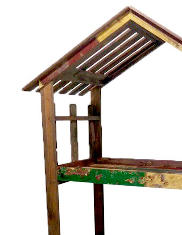 CARRETTO CASETTA LEGNO ANTICATO