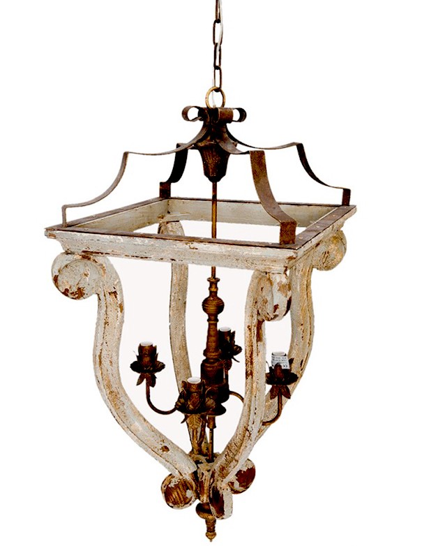 LAMPADARIO PROVENZA LEGNO SBIANCATO