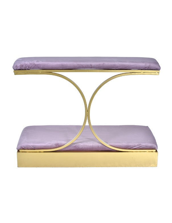 INGINOCCHIATOIO ORO CON CUSCINO IN VELLUTO ROSA