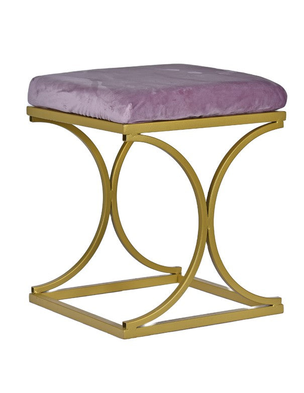 POUF ORO CON SEDUTA IN VELLUTO ROSA