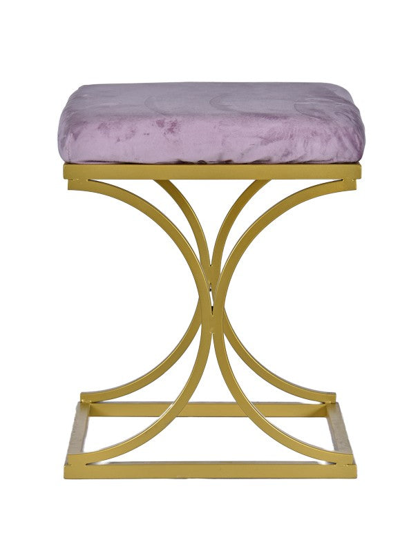 POUF ORO CON SEDUTA IN VELLUTO ROSA