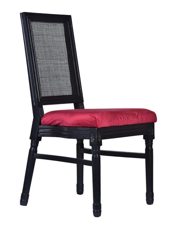 SEDIA CLASSIC NERA CON CUSCINO IN VELLUTO CICLAMINO