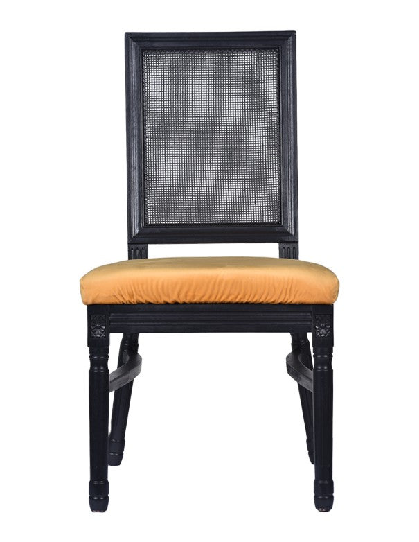 SEDIA CLASSIC NERA CON CUSCINO IN VELLUTO SENAPE
