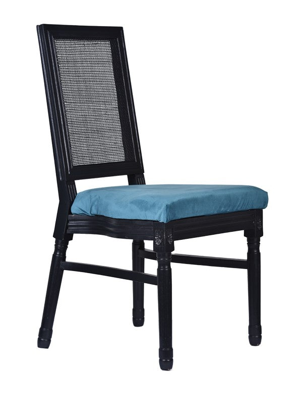 SEDIA CLASSIC NERA CON CUSCINO IN VELLUTO VERDE PETROLIO