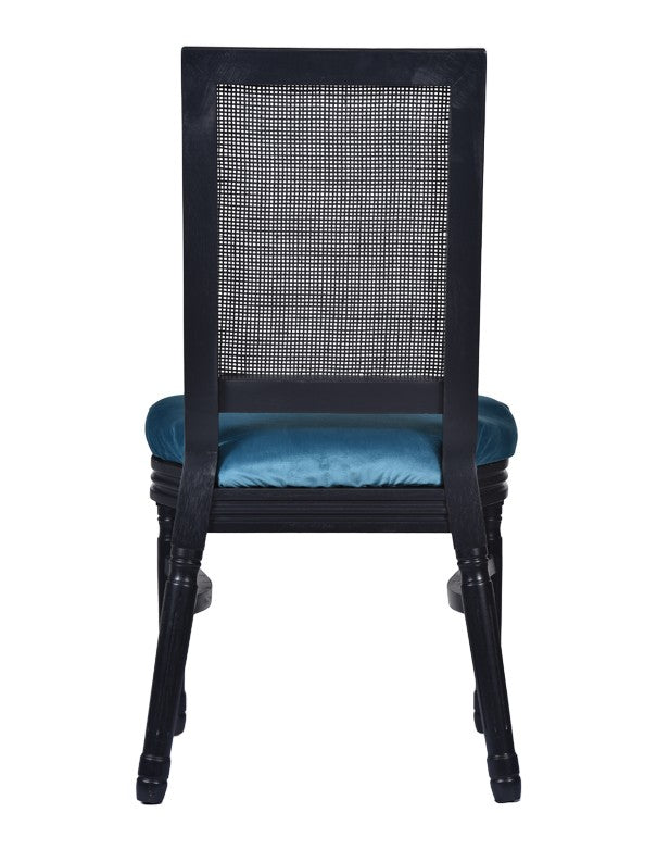 SEDIA CLASSIC NERA CON CUSCINO IN VELLUTO VERDE PETROLIO