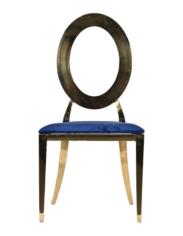 SEDIA OLIMPIA ORO CON SEDUTA IN VELLUTO BLU