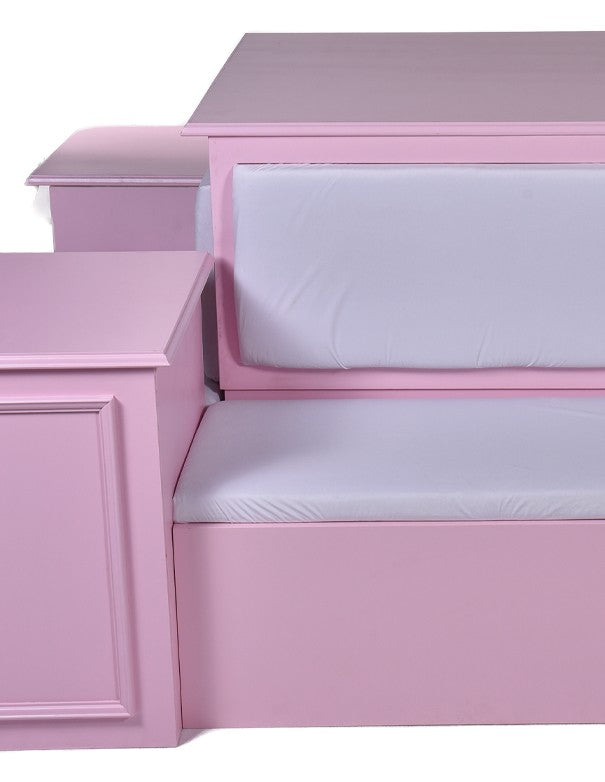 DIVANO ISOLA ROSA CON COPERTURA IN VELLUTO BIANCO