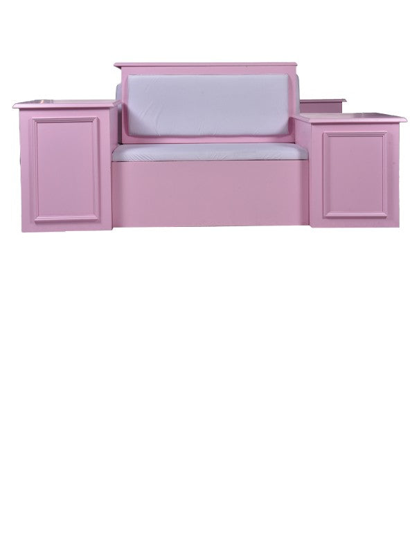 DIVANO ISOLA ROSA CON COPERTURA IN VELLUTO BIANCO