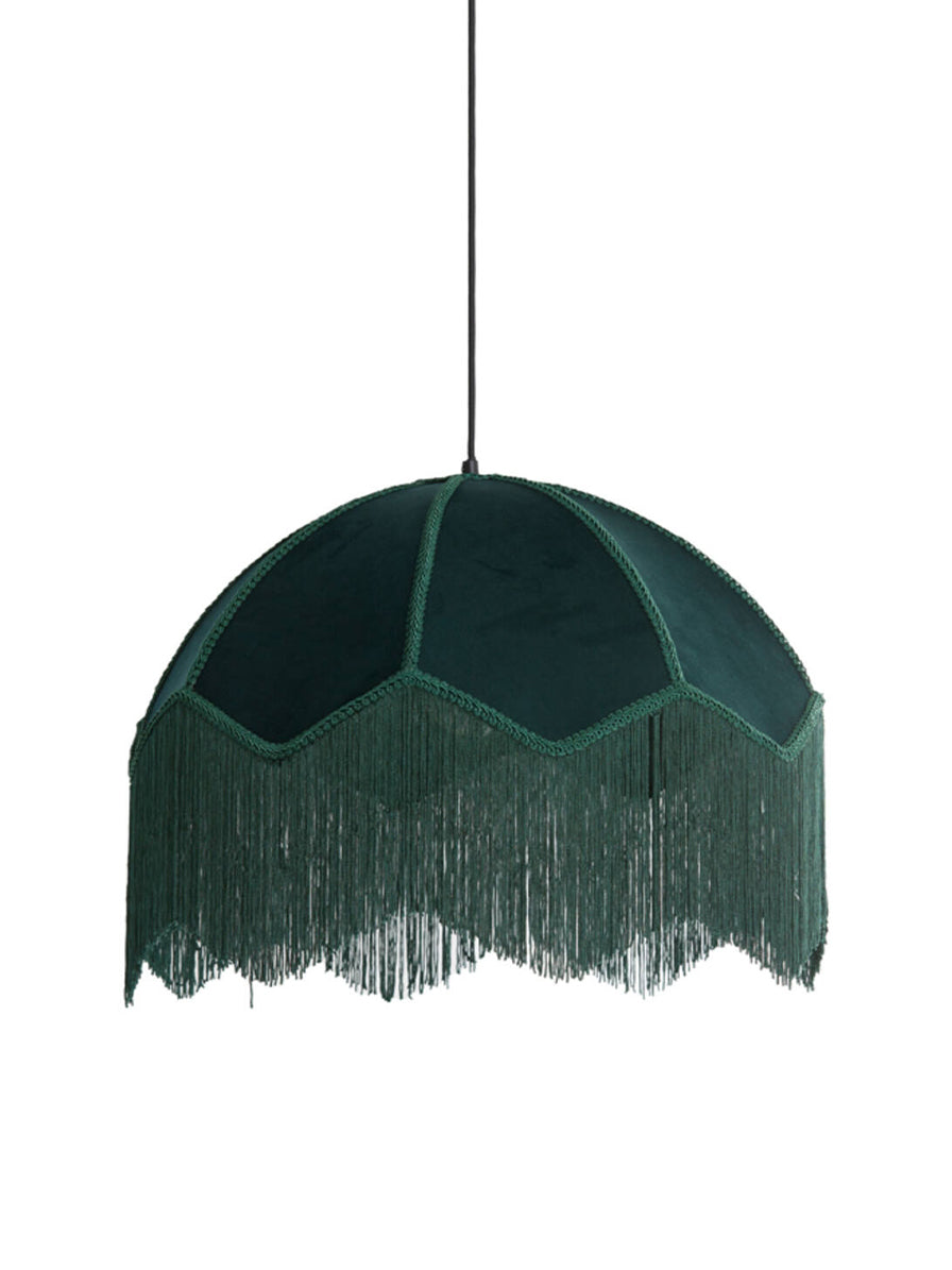 LAMPADARIO VELLUTO VERDE CON FRANGE