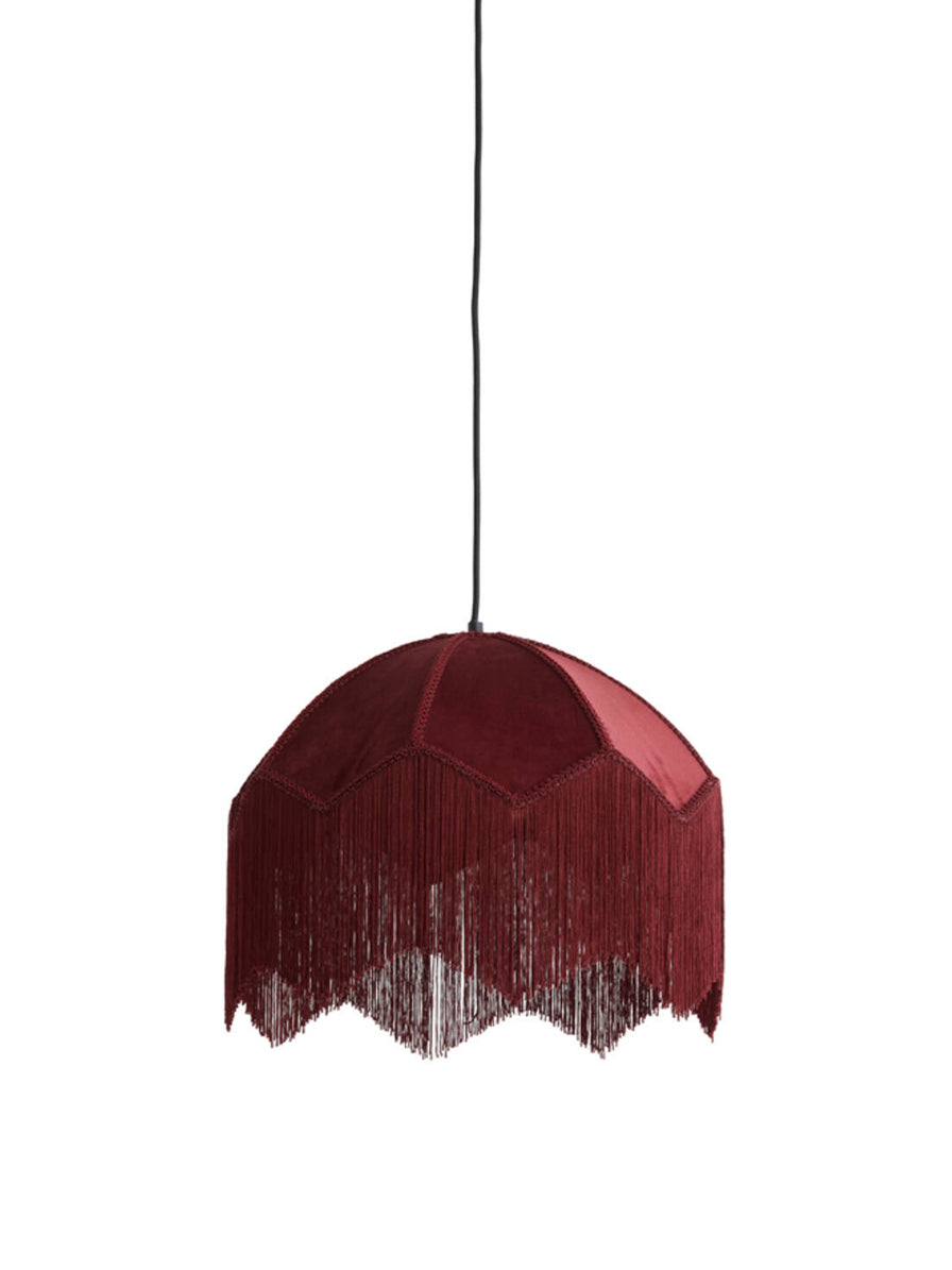 LAMPADARIO VELLUTO BORDEAUX CON FRANGE