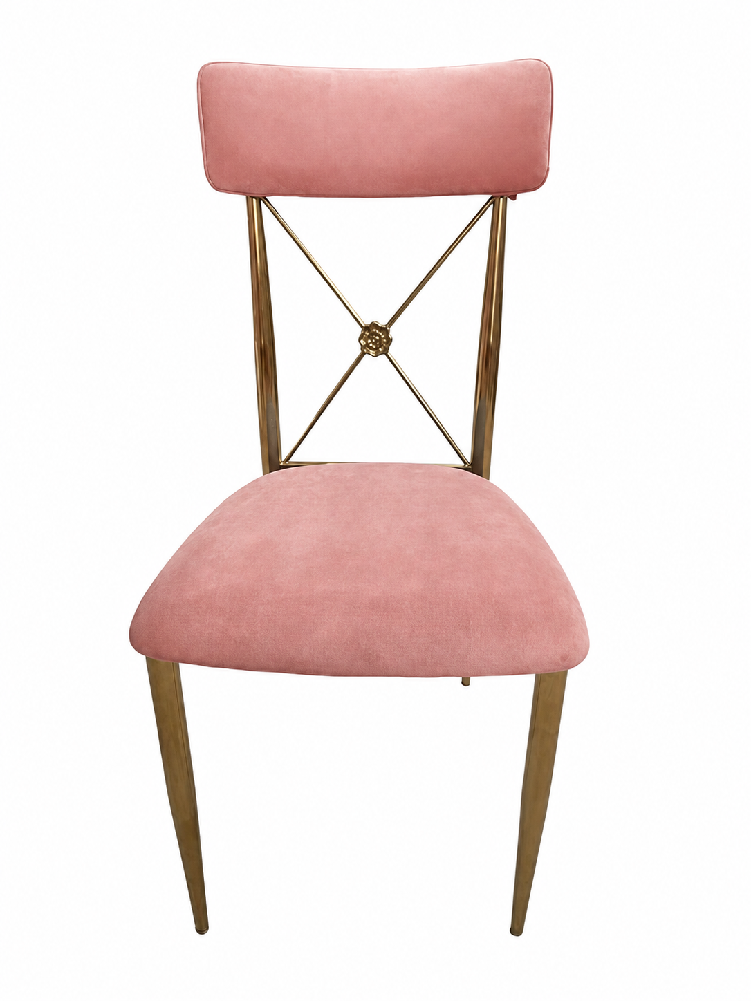 SEDIA CLIZIA ORO CON SEDUTA IN VELLUTO ROSA CIPRIA