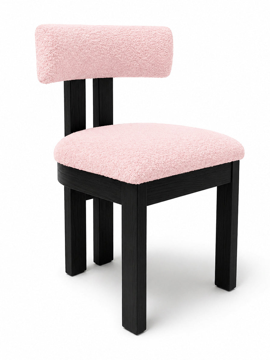 SEDIA BRIDGE NERA CON COPERTURA BOUCLÉ ROSA