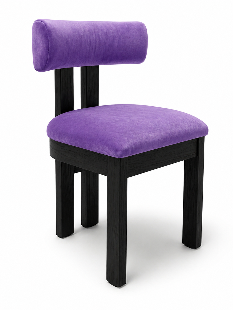 SEDIA BRIDGE NERA CON COPERTURA VELLUTO VIOLA