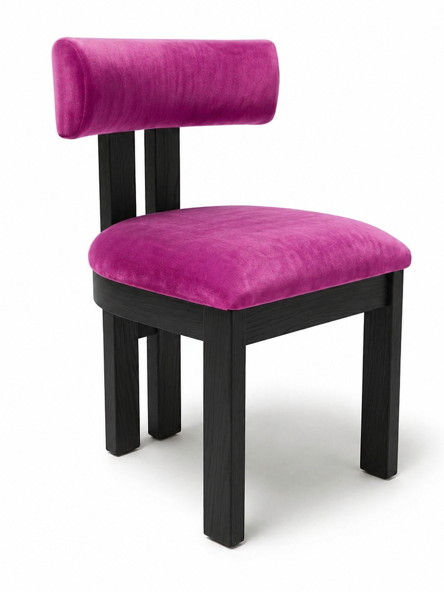 SEDIA BRIDGE NERA CON COPERTURA VELLUTO PRUGNA VIOLACEO