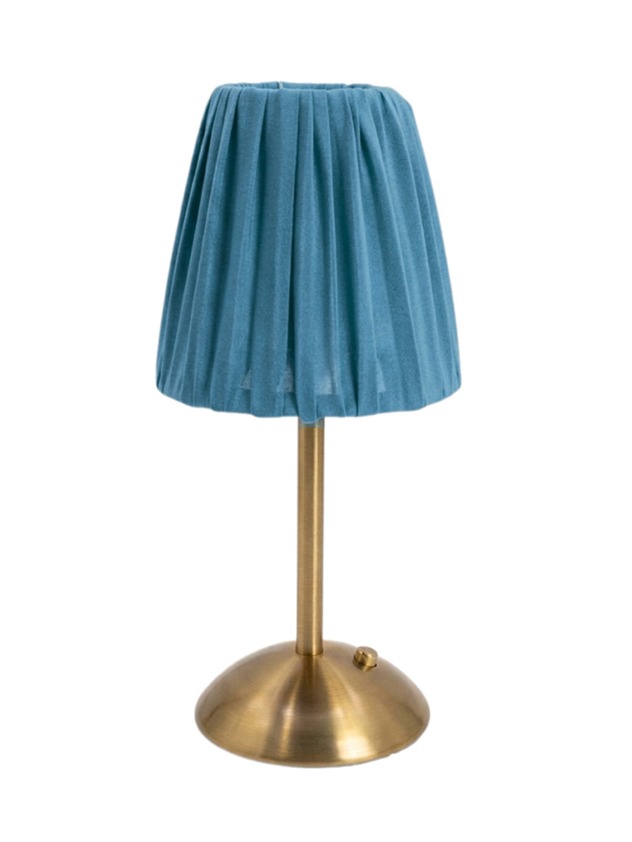 COPERTURA DOPPIO GEORGETTE CELESTE LAMPADA DA TAVOLO VETRO ORO