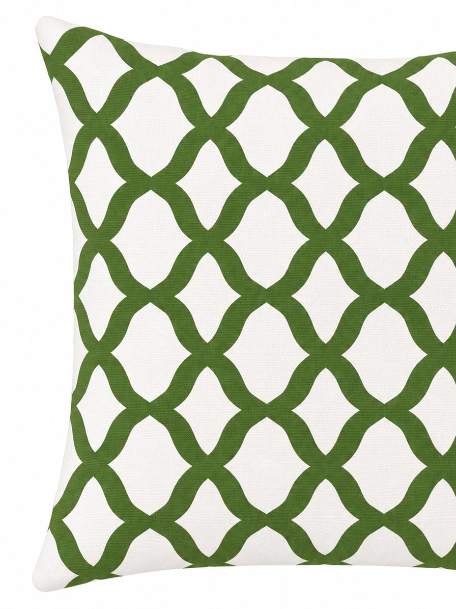 CUSCINO MISTO COTONE TWIST BIANCO E VERDE