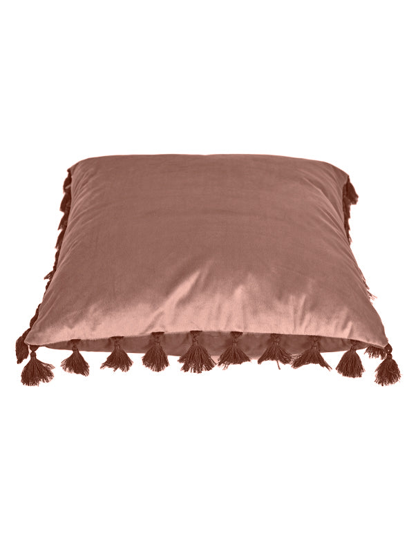 CUSCINO VELVET ROSA CIPRIA CON NAPPINE BORDEAUX