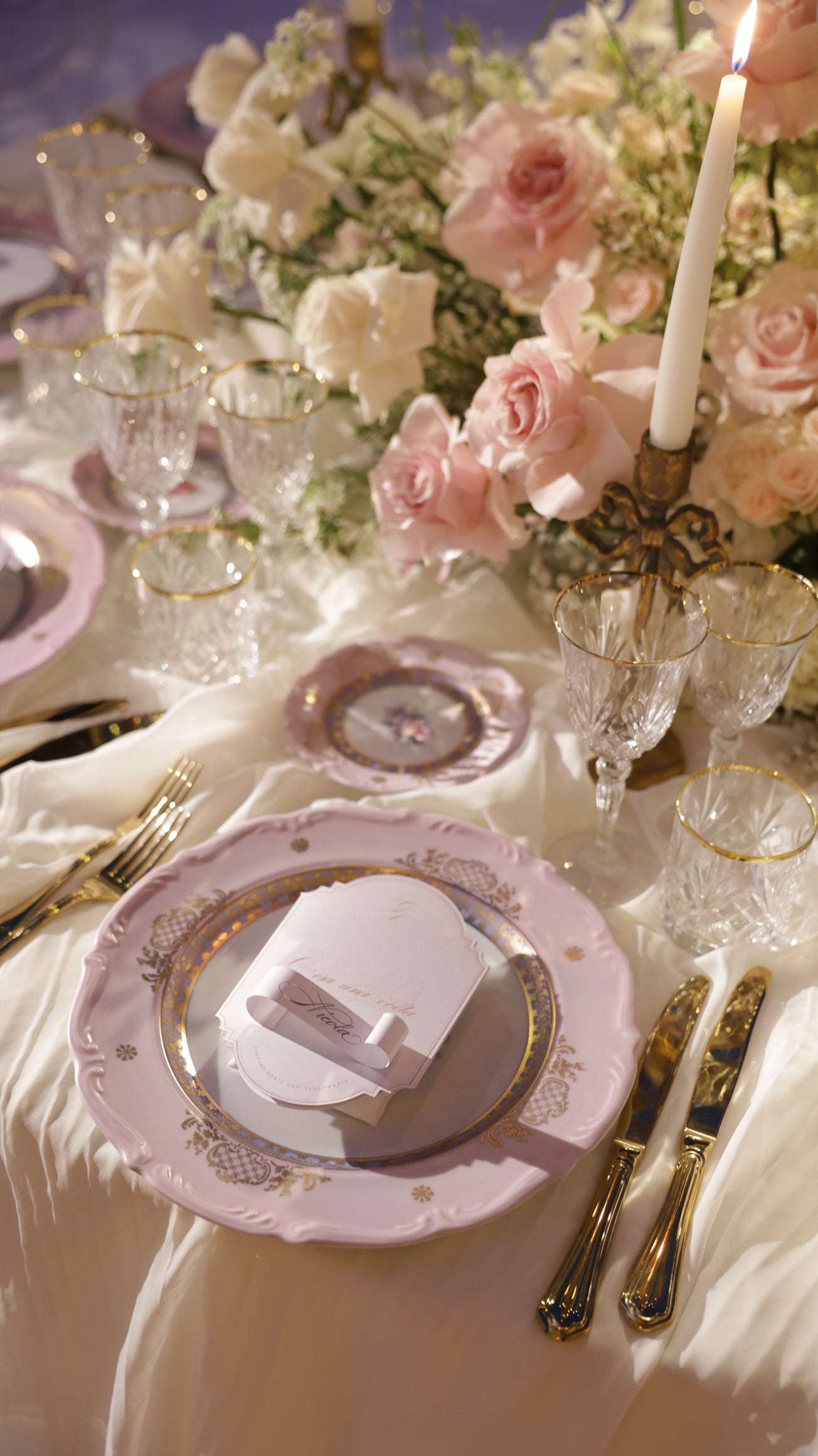 SOTTOPIATTO E PIATTINO PANE LINEA ROMANZA ROSA