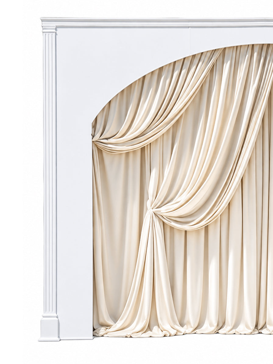 BACKDROP MONUMENTALE CON DRAPPEGGIO VELLUTO BIANCO ICE