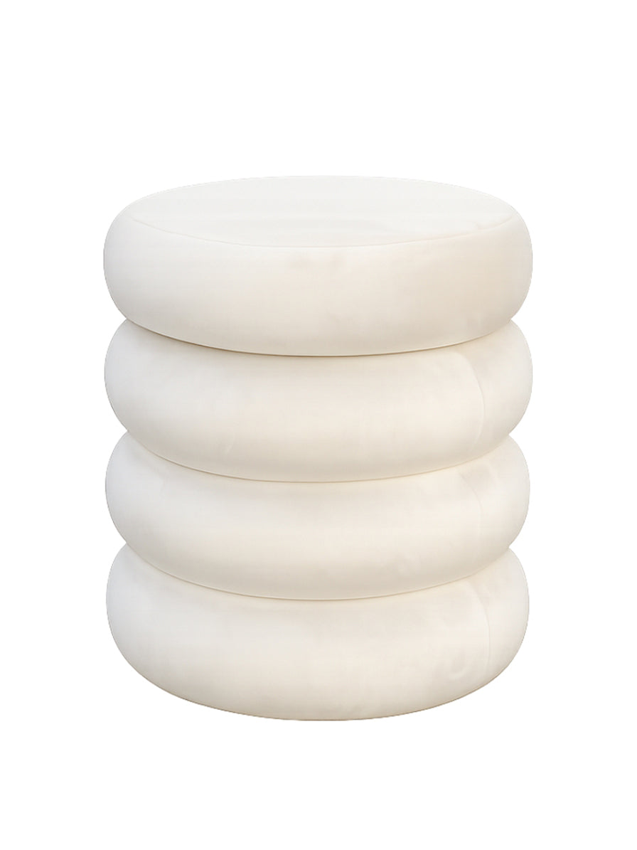 POUF CIAMBELLA IN VELLUTO BIANCO ICE