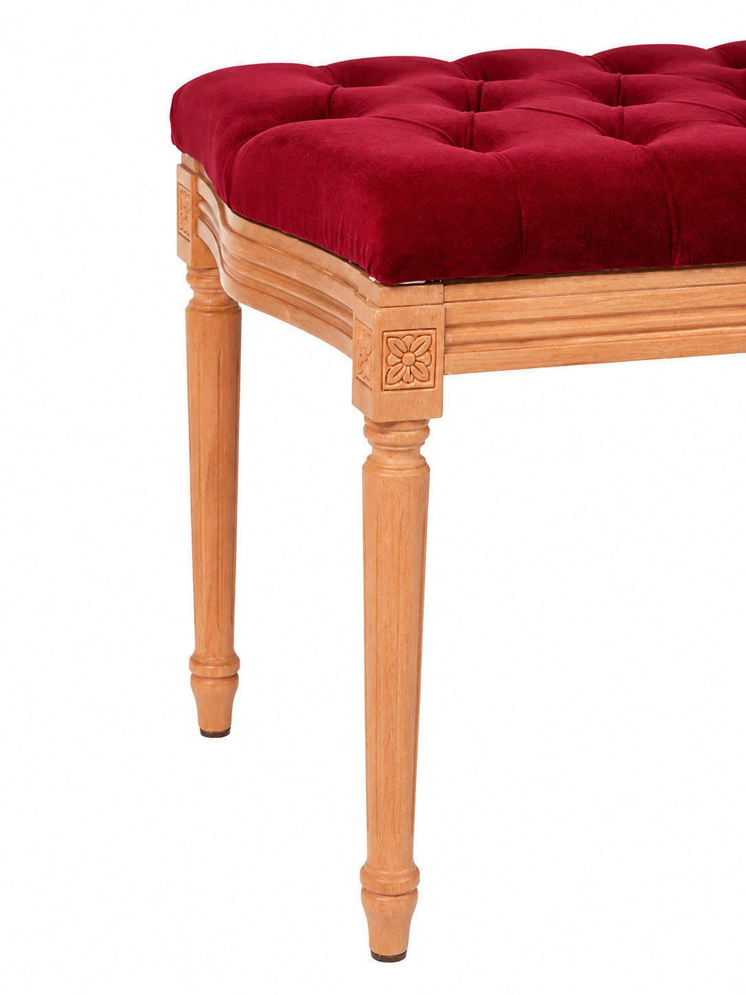 PANCA LUIGI XVI IN LEGNO CON CUSCINO IN VELLUTO BORDEAUX