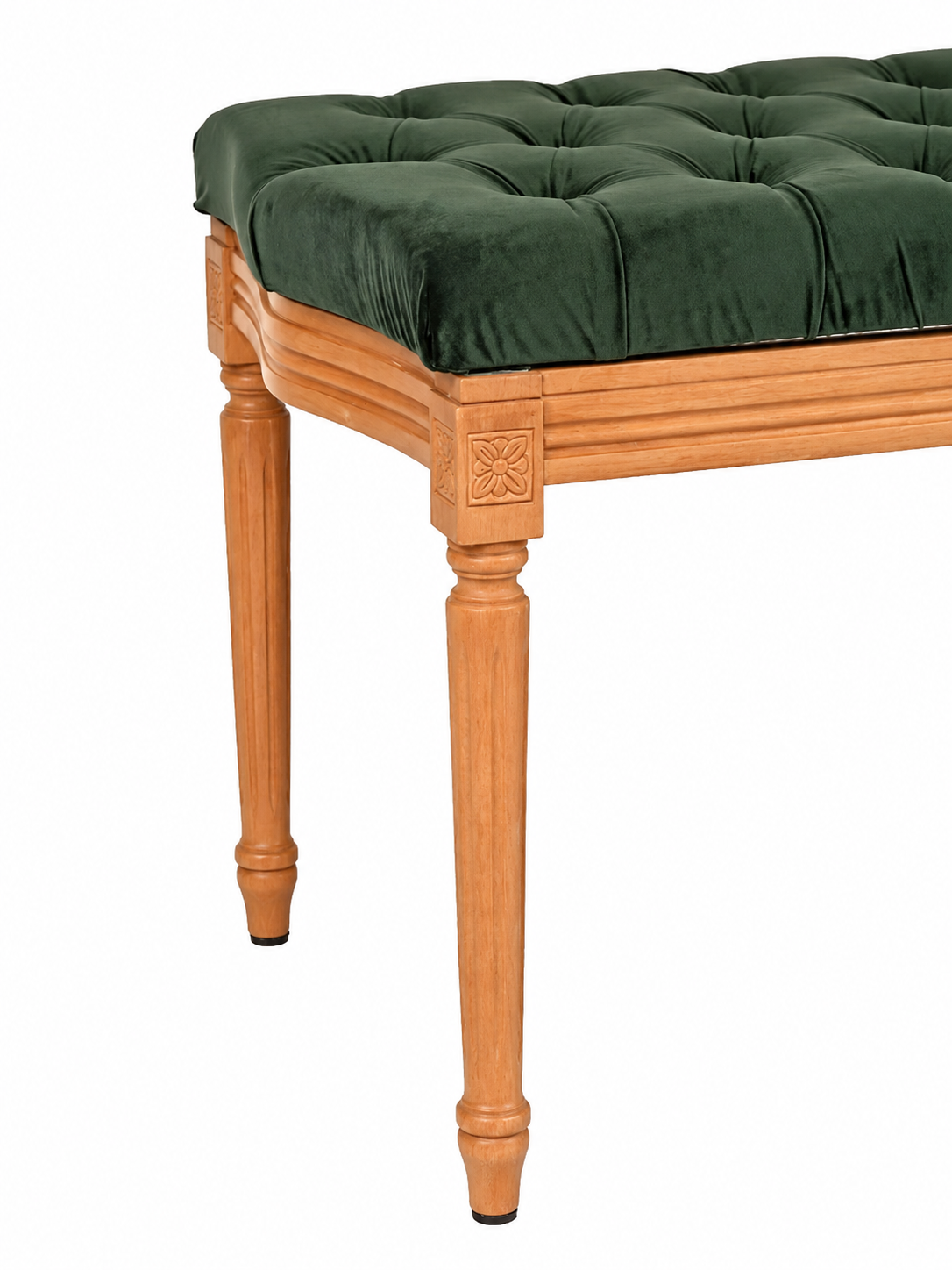 PANCA LUIGI XVI IN LEGNO CON CUSCINO IN VELLUTO VERDE INGLESE