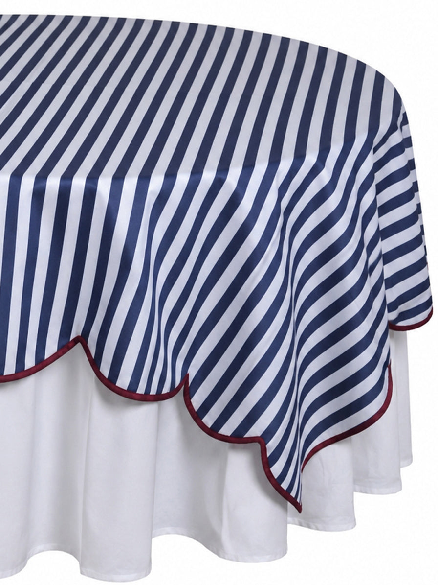 COPRIMACCHIA COTONE RIGHE BIANCHE E BLU CON BORDINO BORDEAUX