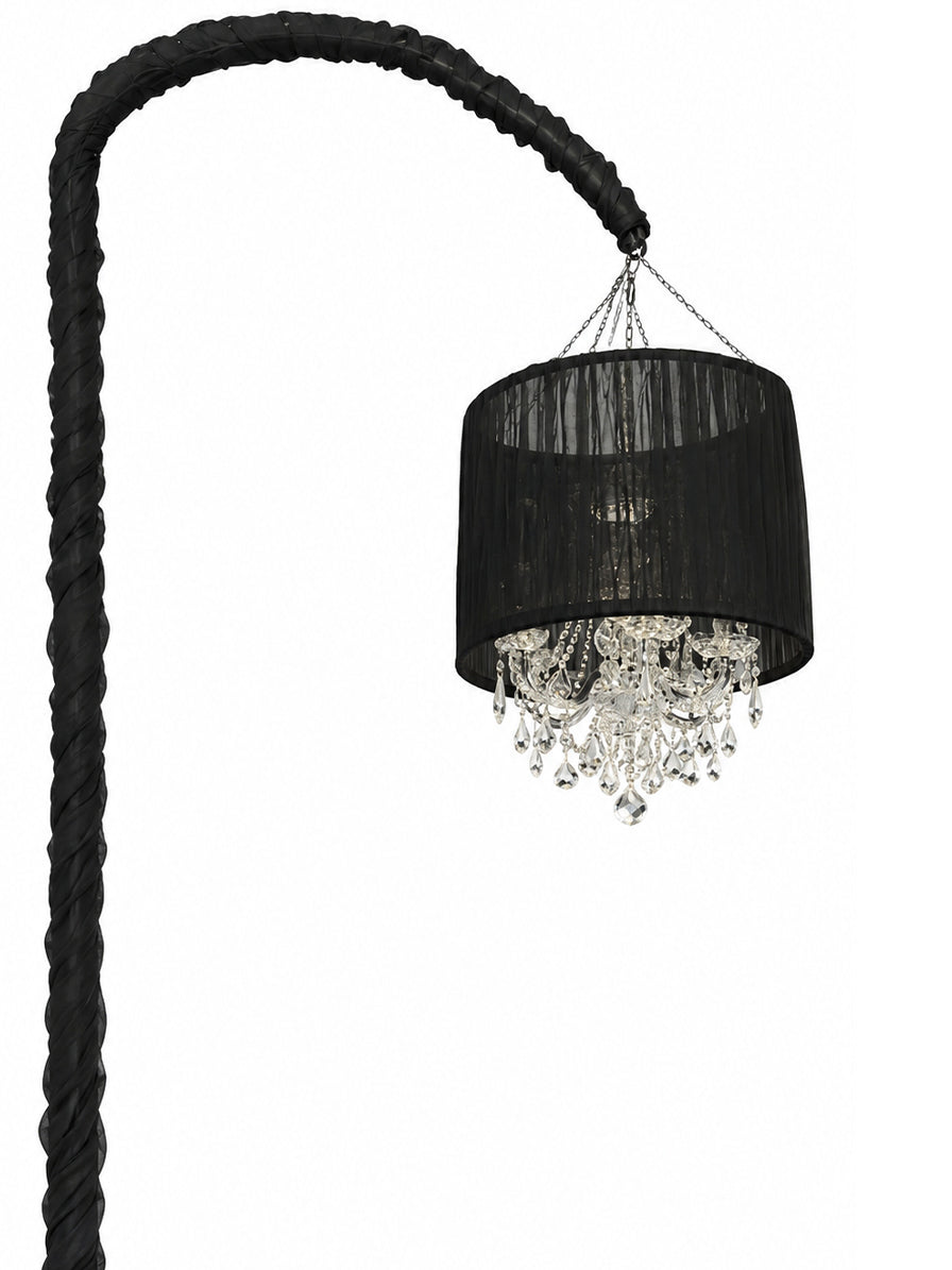 LAMPADARIO CILINDRO IN DOPPIO GEORGETTE NERO