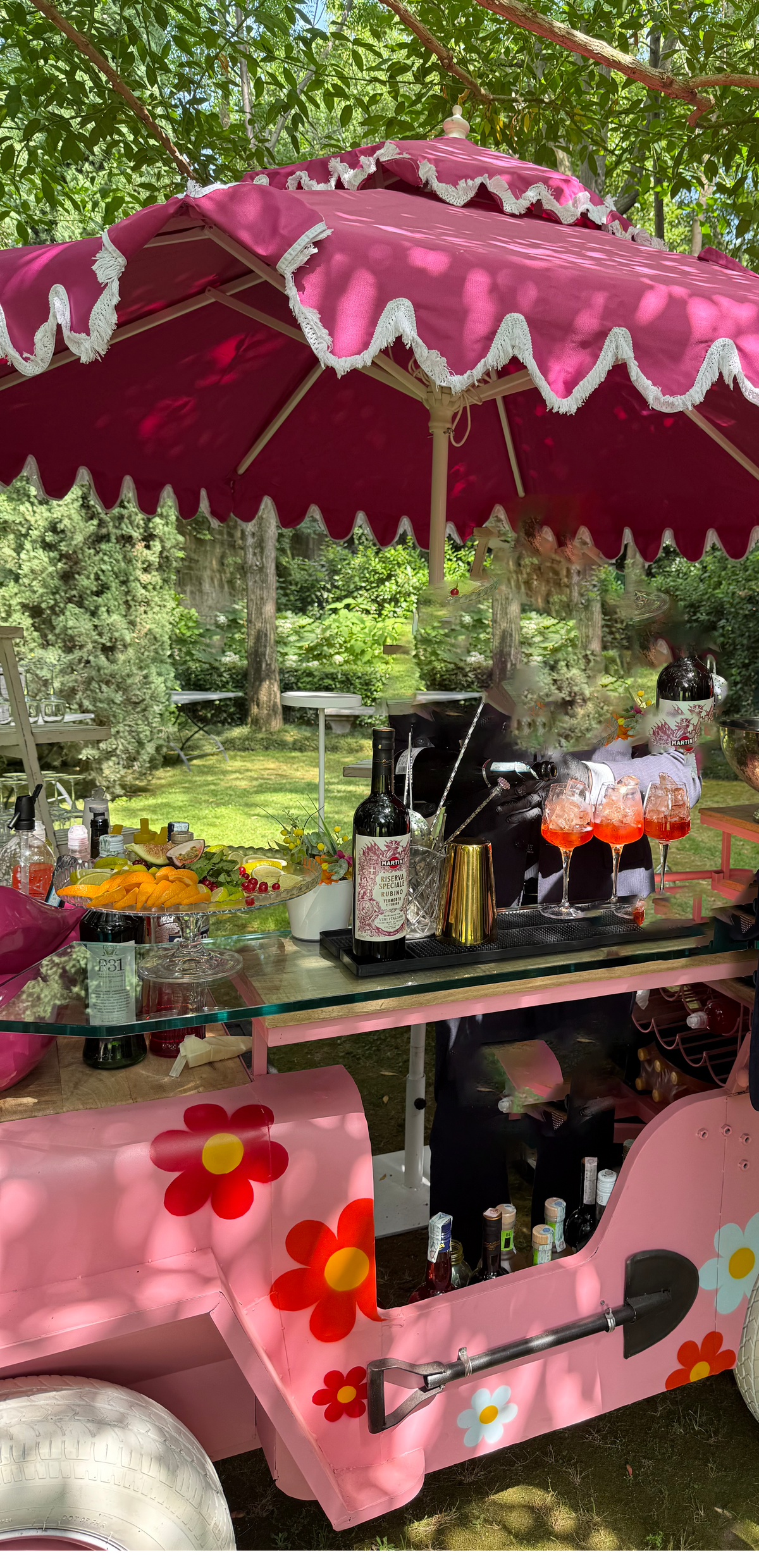 OMBRELLONE FRANGE FUCSIA