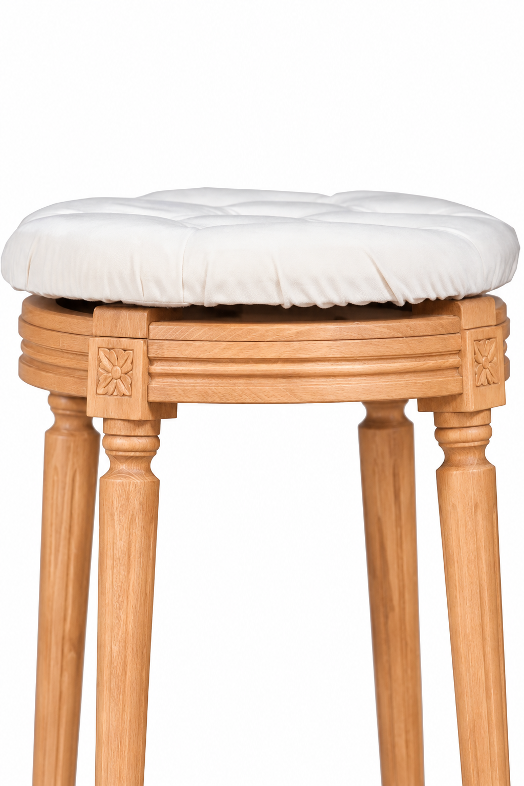 SGABELLO LUIGI XVI IN LEGNO SEDUTA VELLUTO BIANCO