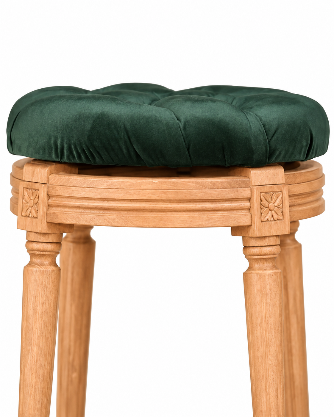 SGABELLO LUIGI XVI IN LEGNO SEDUTA VELLUTO VERDE INGLESE