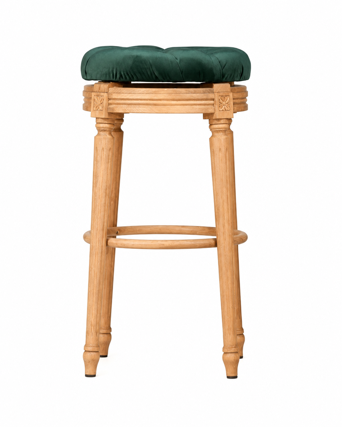 SGABELLO LUIGI XVI IN LEGNO SEDUTA VELLUTO VERDE INGLESE