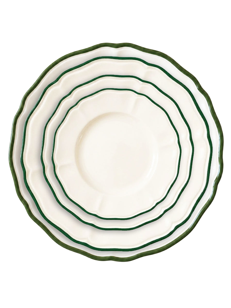 LINEA PIATTI BIANCO CON BORDO VERDE